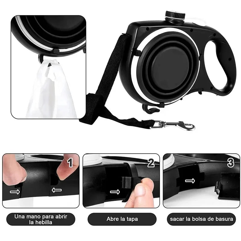 All-in-One Dog Leash with Water Bottle & Bowl